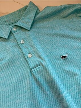 Vineyard Vines Light Aqua Striped Polo Shirt